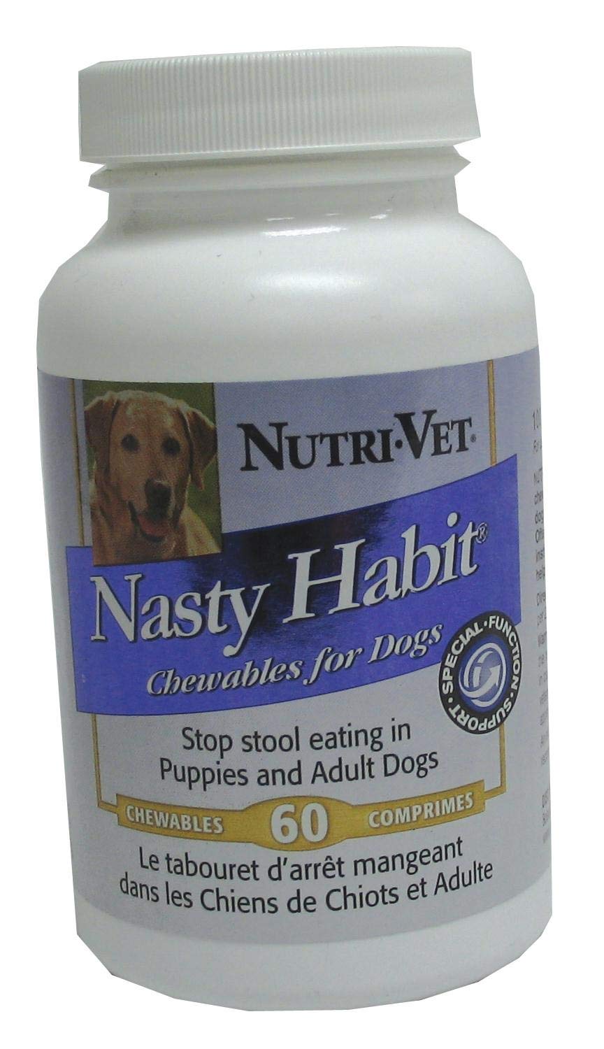 Nutri-Vet Nasty Habit Chewable Tablets for Dogs | Helps Stop Puppies and Dogs from Eating their Own Stool | 60 Count