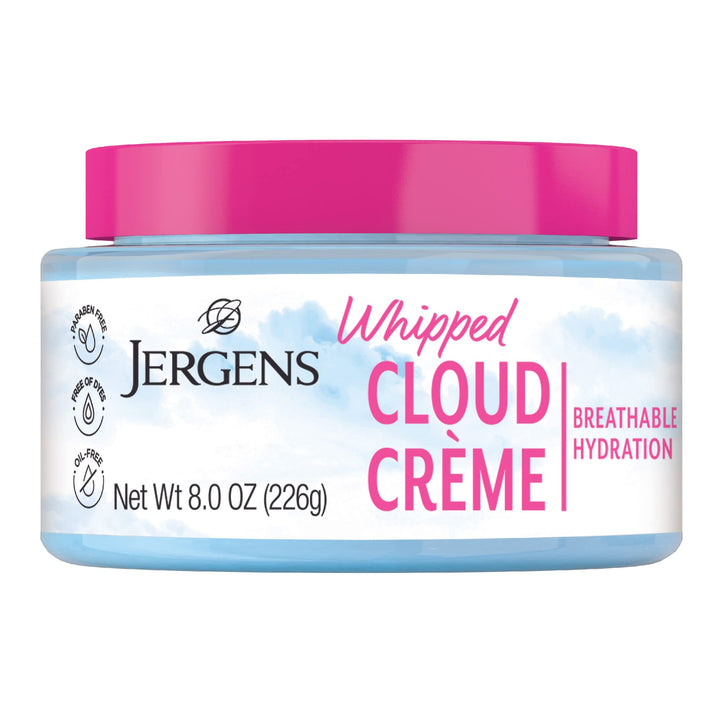 Jergens Whipped Moisturizing Cream, Body and Face Moisturizer for Dry Skin, Breathable Non-Greasy Hydration, Dermatologist Tested, Paraben and Dye Free, 8 Ounce