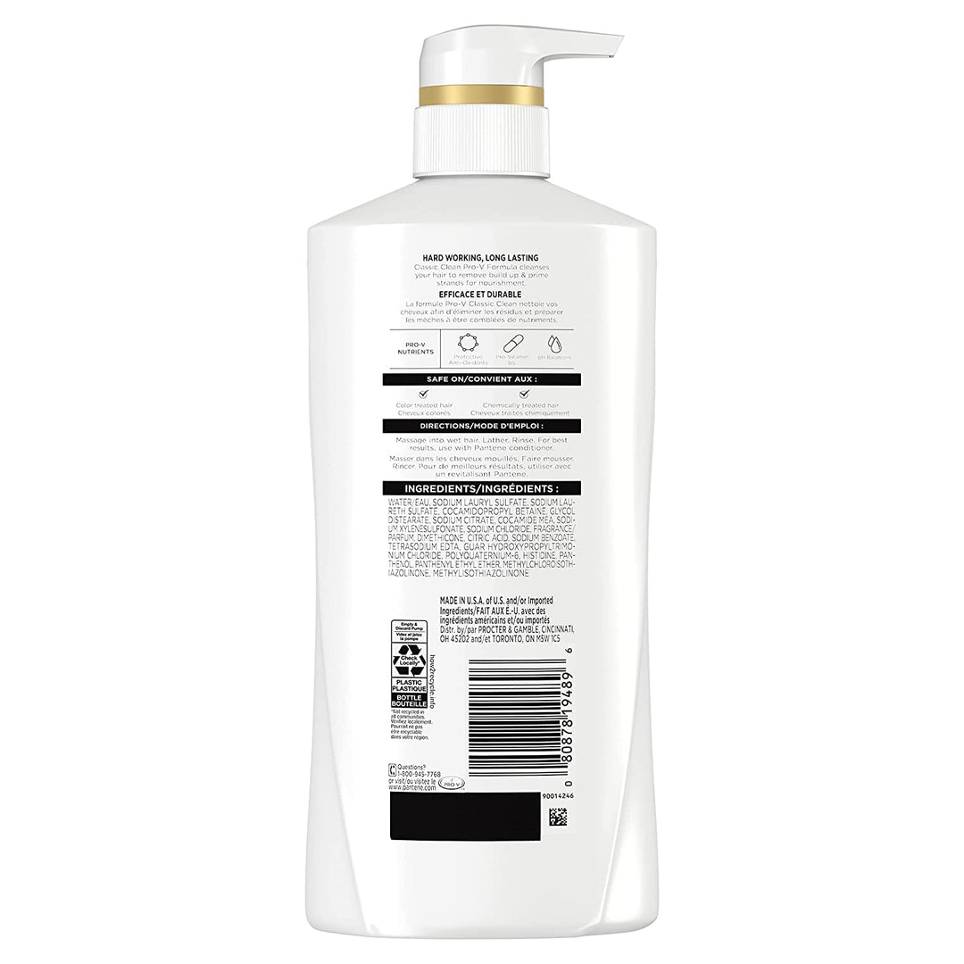 (2 Bottles) Pantene Pro-V Classic Clean Healthy Looking Hair Shampoo 17.9 fl oz