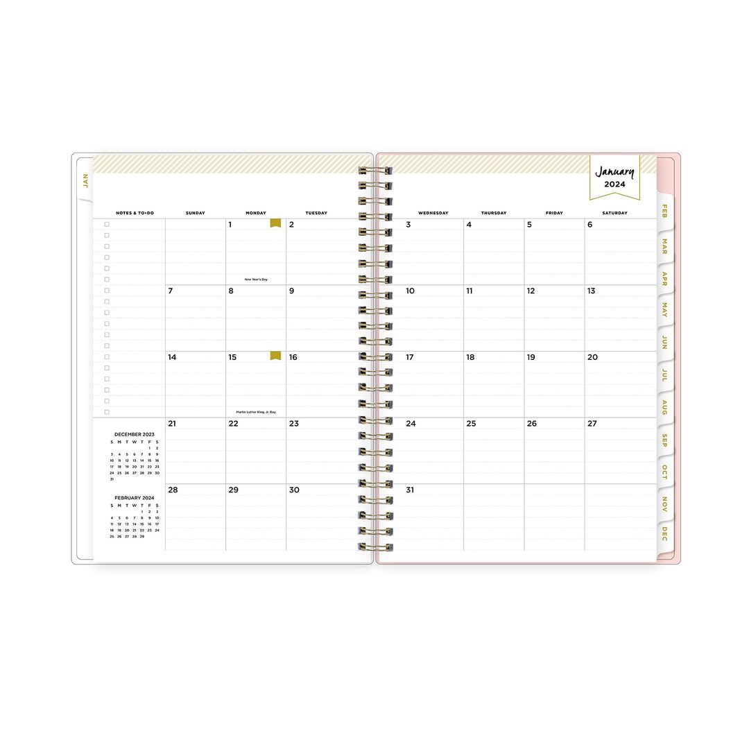 2024 Day Designer Weekly/Monthly Planning Calendar, 5-7/8" x 8-5/8", Ticking Stripe Blush, January to December