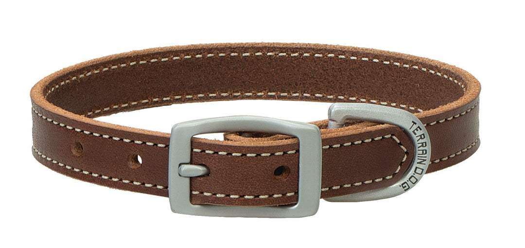 Terrain D.O.G. Bridle Leather Dog Collar, Brown, 3/4" x 17"