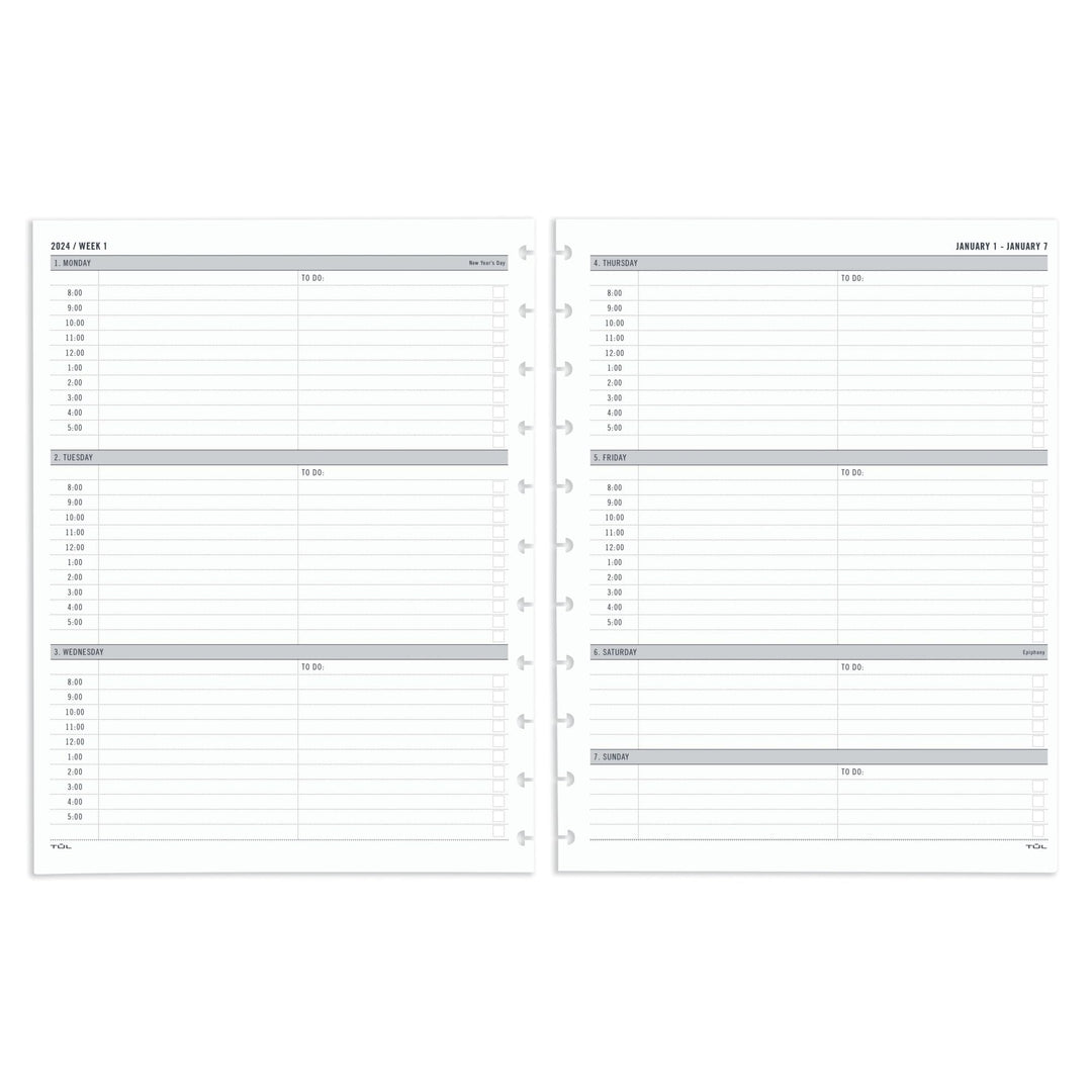 2024 TUL® Discbound Weekly Planner Refill Pages, Hourly Appointment Times, Letter Size, January to December