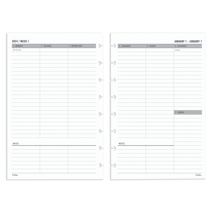 2024 TUL® Discbound Weekly Planner Refill Pages, Untimed Vertical Format, Junior