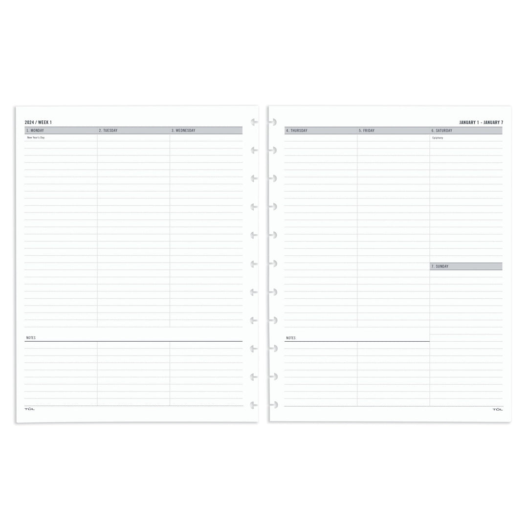2024 TUL® Discbound Weekly Planner Refill Pages, Untimed Vertical Format, Letter