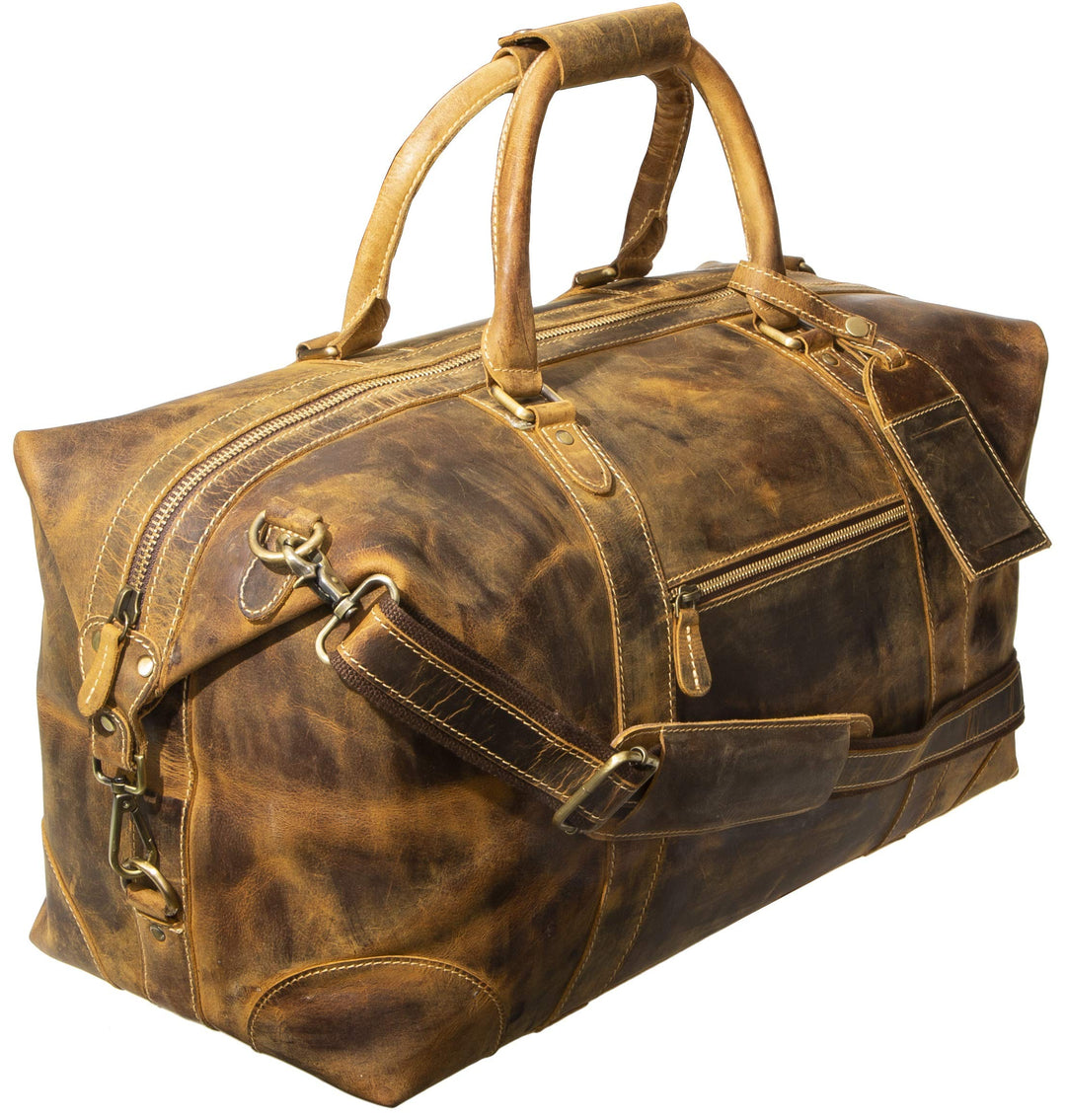 Viosi Genuine Leather Travel Duffel Bag | Oversized Weekend Luggage