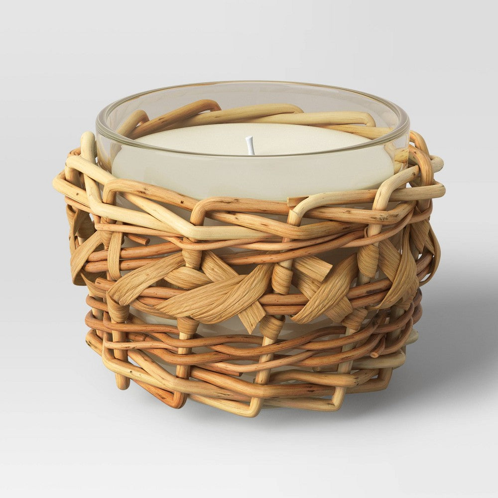 1-Wick Glass and Wicker Candle - Threshold designed with Studio McGee