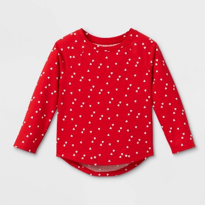 2 Pack Toddler Girls' Heart Long Sleeve T-Shirt - Cat & Jack Red 2T