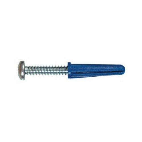 Hillman Plastic Anchors With Screws Size 8 - 10 X 7/8 " Pan Head Phillips Blue 50/Pack
