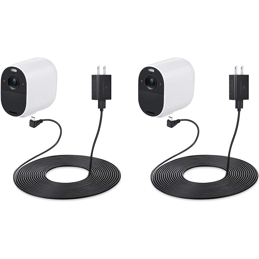 Wasserstein 16ft Weatherproof Charger for Arlo Essential Spotlight/XL Camera (2 Pack, Black)