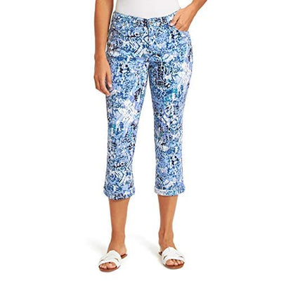 NINE WEST Women's Denim Cuff Capri - Blue Print - Size 6