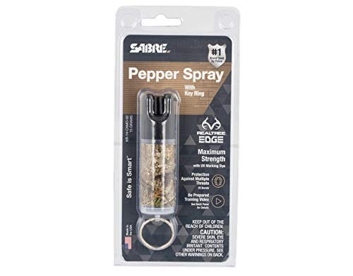 SABRE Realtree Edge Pepper Spray with Key Ring, Green Camouflage, 1 Ct, 0.75 in x 0.75 in x 3.25 in