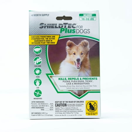 ShieldTec Plus Flea, Tick, and Mosquito prevention for Medium Dogs,16-33 lbs. 4 months protection