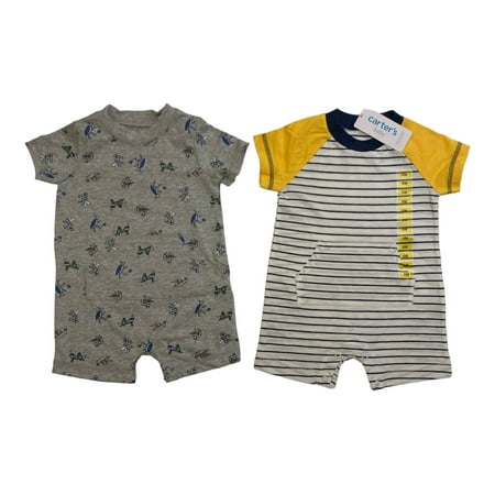 Carter s Boys Toddler 2 Piece Cotton Bodysuit Set (White/Yellow/Gray  3M)