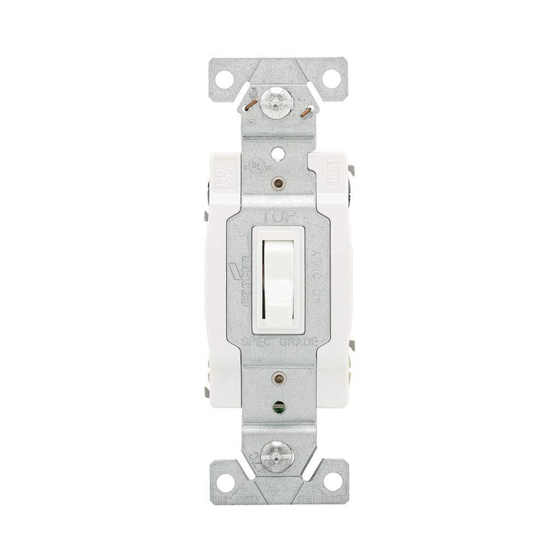Cooper Wiring 1242-7W-BOX 120 V-15 Amp Commercial Toggle Framed 4-Way AC Quiet Switch, White