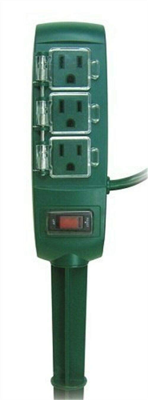 Powerzone OR8CB003 Yard Stake, 125 V, 13 A, 1875 W, 3-Socket, 16/3 AWG, 12 ft L Cable, Green