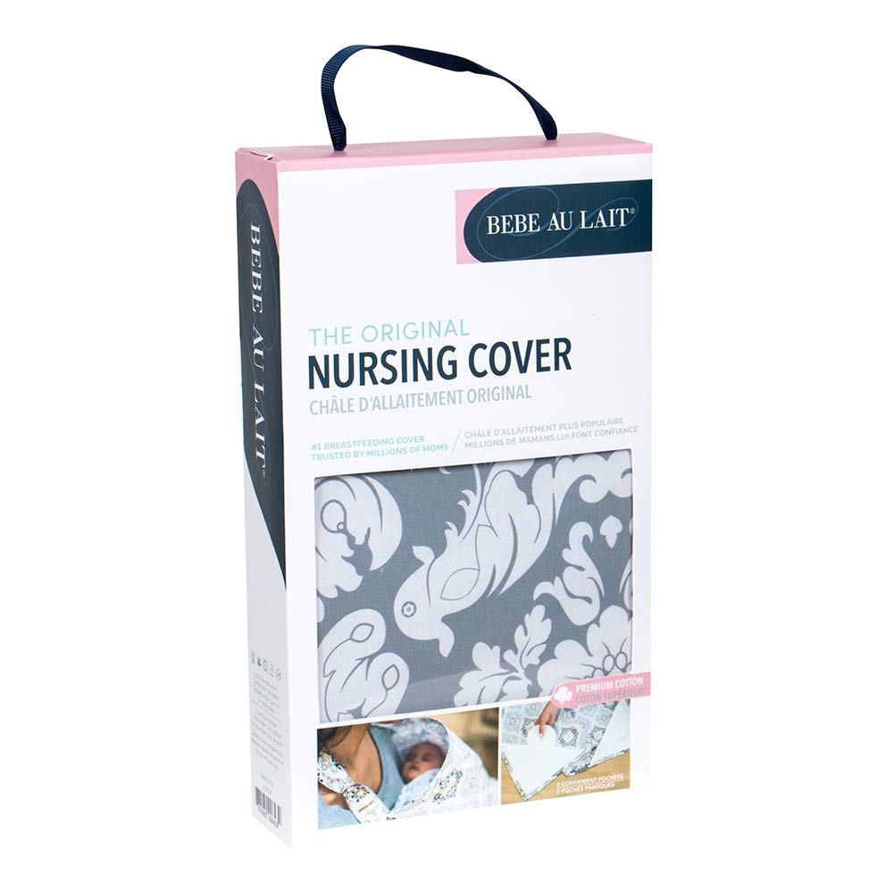Bebe au Lait Premium Cotton Nursing Cover, One Size Fits All - Chateau Silver