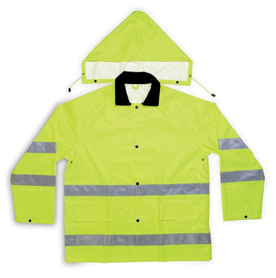 CLC Custom Leathercraft R111L 2-Piece ANSI 3 Polyester Medium Weight Rain Suit with Detachable Hood, Large