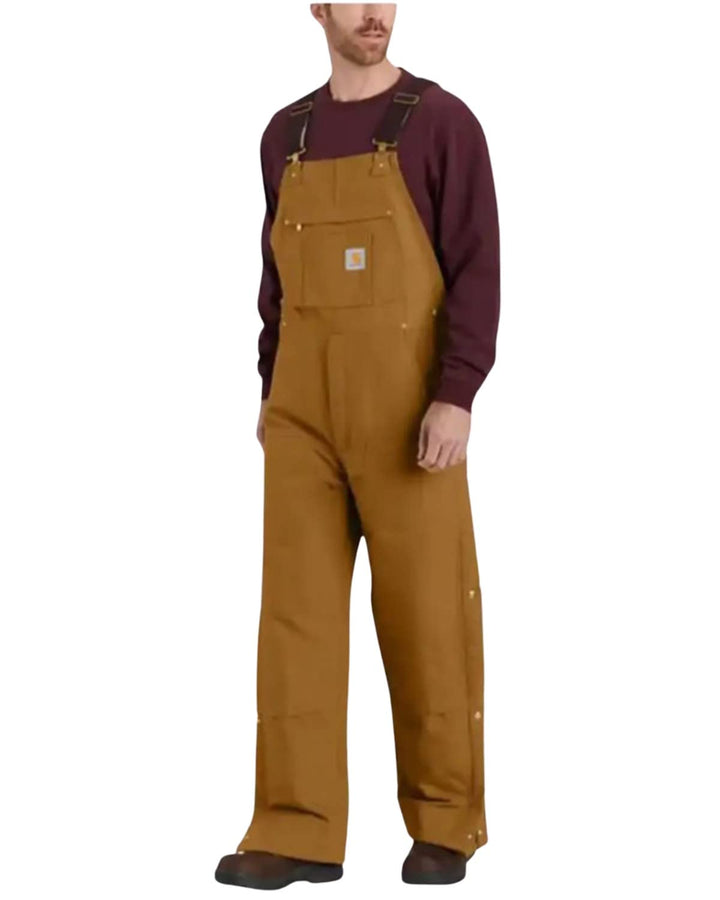 Carhartt Men's Loose Fit Firm Duck Insulated Bib Overall, Brown, X-Large