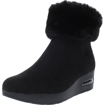 DKNY Women's Wedge Heel Ankle Boot, Black Microsuede ABRI, 6.5