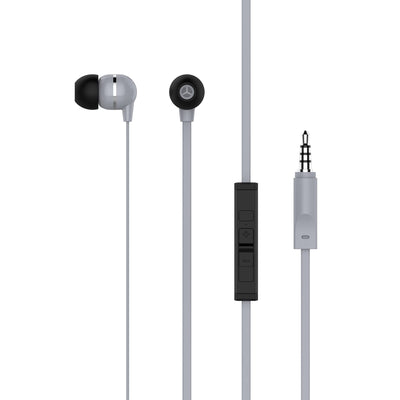 ATIVA� Plastic Earbud Headphones with Flat Cable, Gray