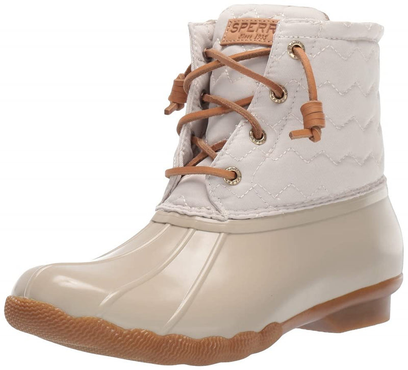 Sperry Womens Saltwater Chevron Quilt Nylon Boots, Ivory, 9.5