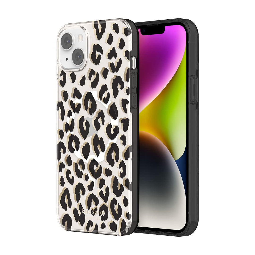 kate spade new york Protective Hardshell Case Compatible with MagSafe for Apple iPhone 14 Max - City Leopard Black [KSIPH-236-CTLB]