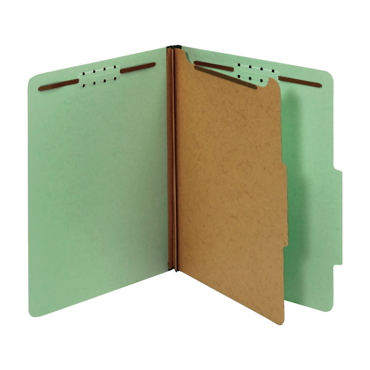 Office Depot Classification Folders, 1 3/4in Expansion, Letter Size, 1 Divider, 60% Recycled, Light Green, 5 pk, OM01728