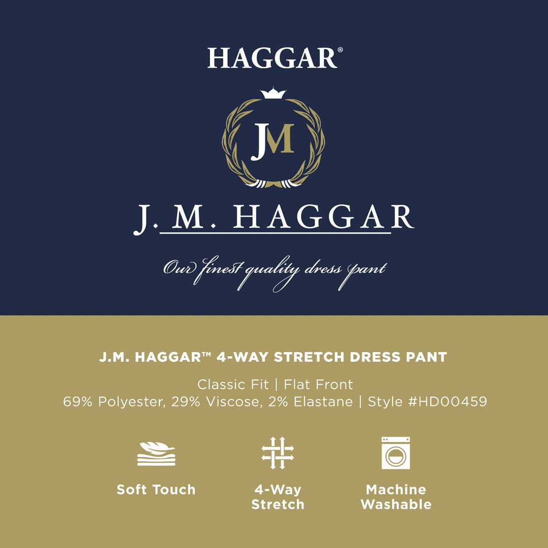 J.M. Haggar Men's Classic Fit Flat Front Dress Pant, Medium Ash Grey, 44W x 29L