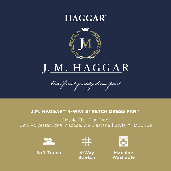 J.M. Haggar Men's Classic Fit Flat Front Dress Pant, Medium Ash Grey, 44W x 29L