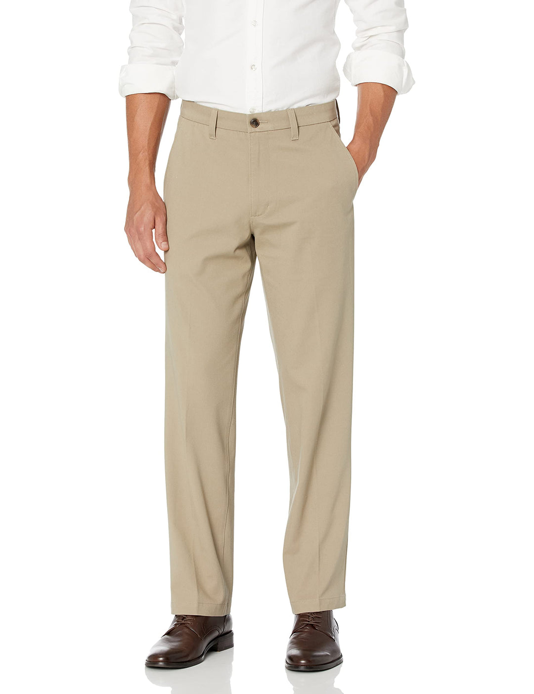 J.M. Haggar mens J.m. Haggar Luxury Comfort Classic Fit Stretch Chino Casual Pants, Medium Khaki, 40W x 29L US