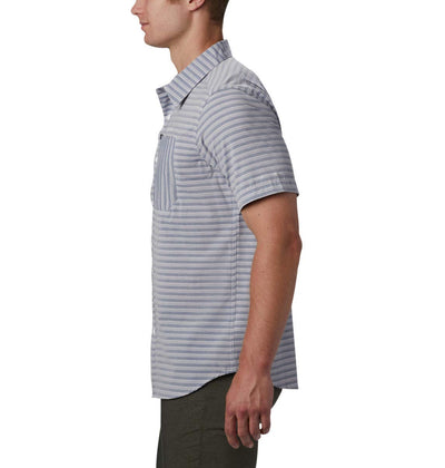 COLUMBIA Mens Twisted Creek Ii Gray Striped Button Down Moisture Wicking Moisture Wicking Shirt S
