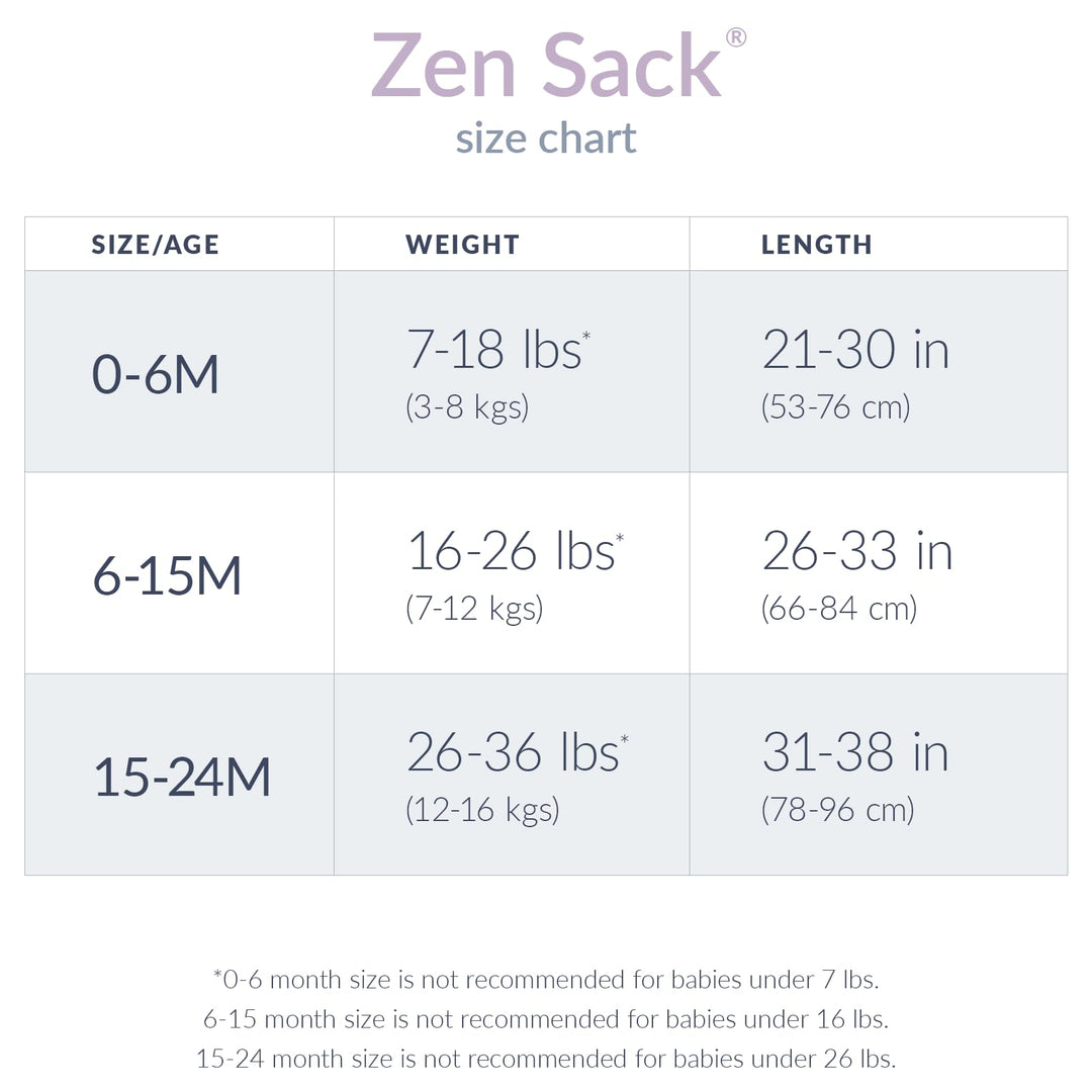 Nested Bean Zen Sack®- Gently Weighted Sleep Sacks | Baby 0-6M | TOG 0.5 | 100% Cotton | Eases After Swaddle Comfort | Aids Self-Soothing | 2-Way Zipper | Machine Washable