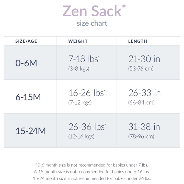 Nested Bean Zen Sack®- Gently Weighted Sleep Sacks | Baby 0-6M | TOG 0.5 | 100% Cotton | Eases After Swaddle Comfort | Aids Self-Soothing | 2-Way Zipper | Machine Washable