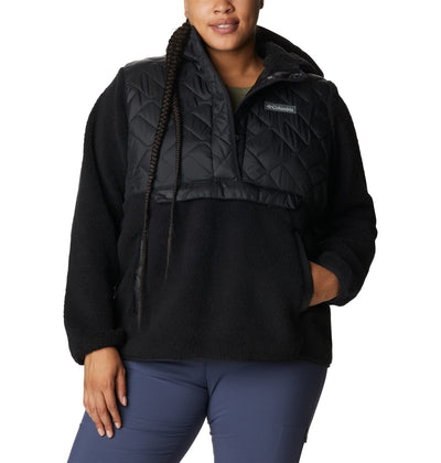 Columbia Women's Sweet View Fleece Hooded Pullover, Black, 1X Plus
