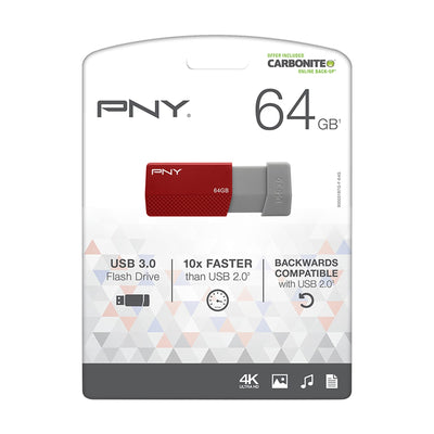 PNY USB 3.0 Flash Drive, 64GB, Assorted Colors, P-FD64GELEDG