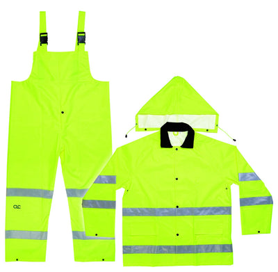 CLC Custom Leathercraft R111L 2-Piece ANSI 3 Polyester Medium Weight Rain Suit with Detachable Hood, Large
