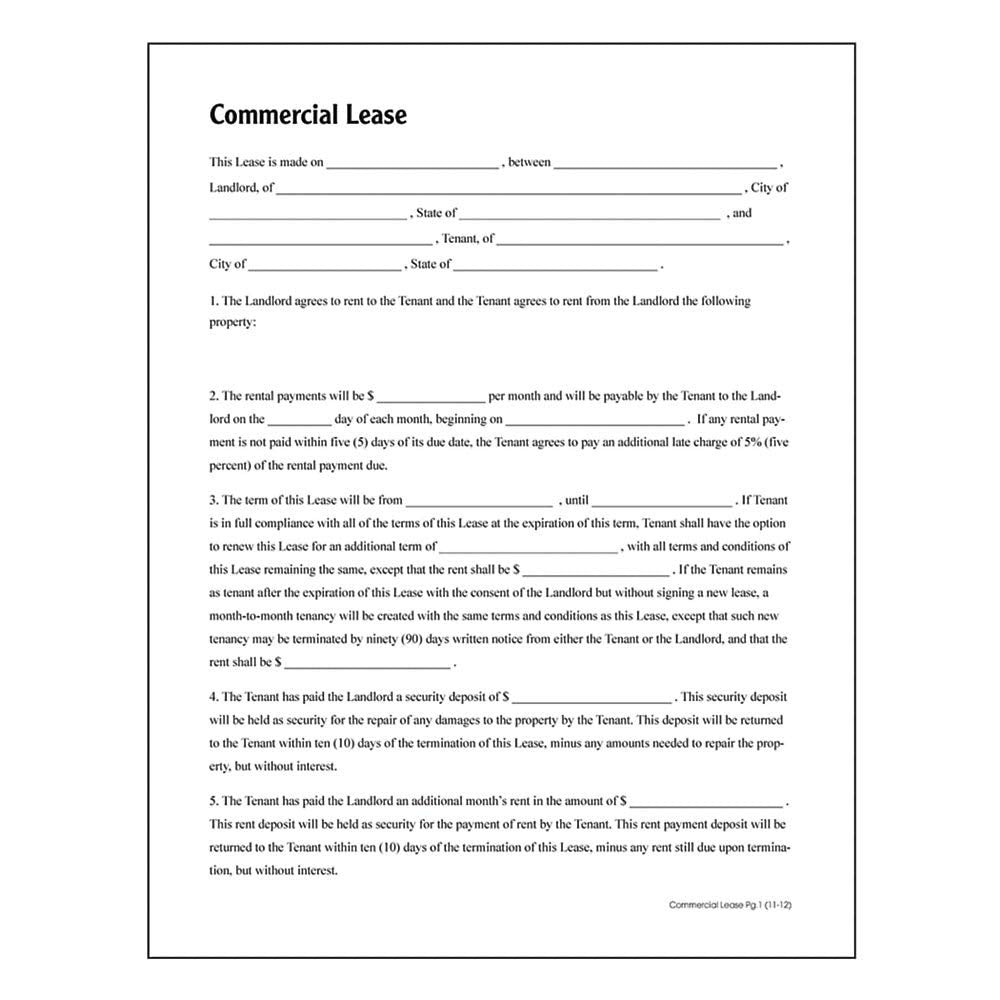 Adams Commercial Lease, Forms and Instructions (LF140),White