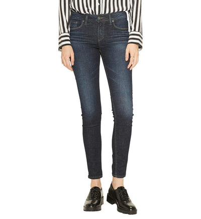 Silver Jeans Co. Women's Elyse Curvy Mid Rise Skinny Fit Jean, Dark Indigo, 25W X 29L