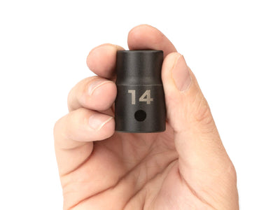 LOT OF 2 TEKTON 1/2" Drive x 14mm 6-Point Impact Socket, Black