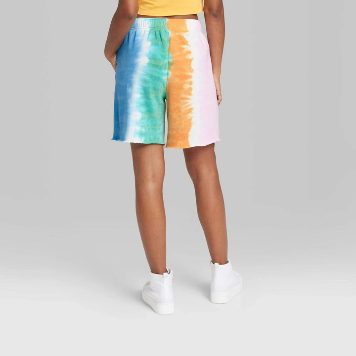 Wild Fable High-Rise Fleece Bermuda Shorts - (M, Multicolor Tie-Dye)