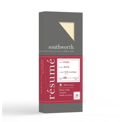 Southworth 100% Cotton & 100% Recycled Envelopes, #10, 24 Lb, Ivory, Pack Of 50