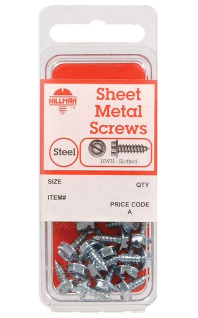 Hillman 5334 Slotted Hex Washer Head Sheet Metal Screw, #10 x 1-1/2", 6-Pack