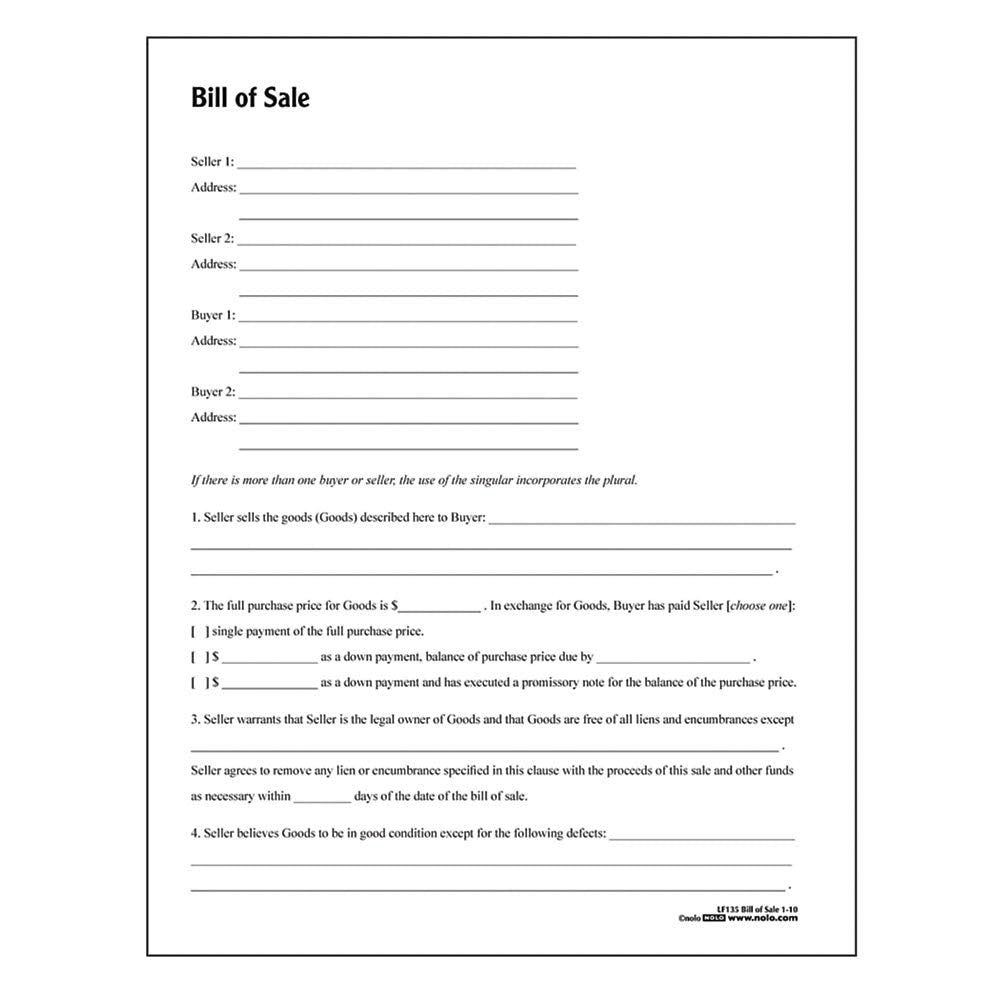 Adams Bill of Sale, Forms and Instructions (LF135)