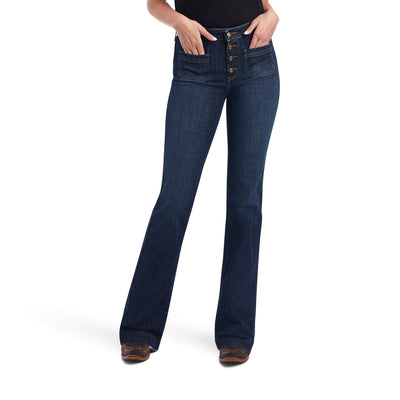 ARIAT Women's Gabriella Slim Trouser Flare Jeans Blue 32 REG