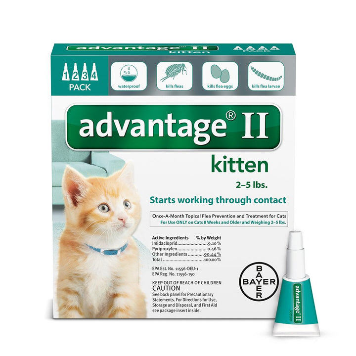 Bayer Advantage II Kitten Flea Treatment for Kittens, 2 - 5 lb, 4 doses
