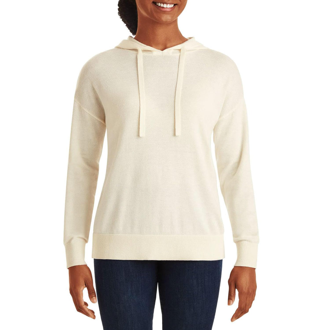 Member's Mark Ladies Cashmere Blend Hoodie, Delicate Ivory, Small
