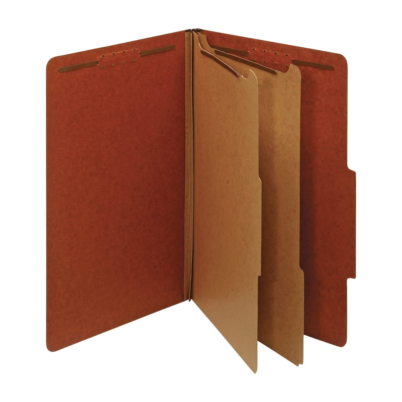Office Depot Classification Folders, 2 1/2in. Expansion, Legal Size, 2 Dividers, 60% Recycled, Red, Pack of 5, OM01725