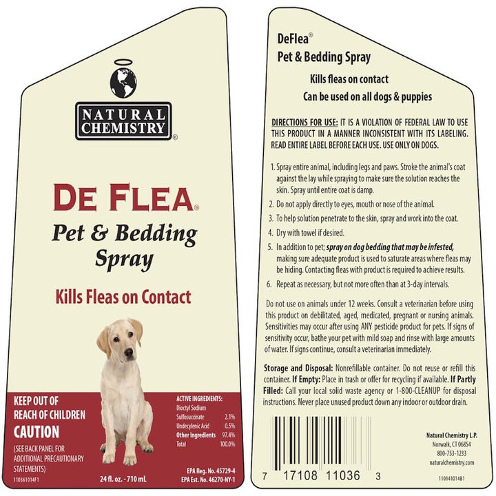 De Flea Pet & Bedding Spray for Dogs. 24oz (Not for use on Cats)