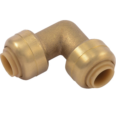 SharkBite 1/4 Inch (3/8 Inch OD) 90 Degree Elbow, Push to Connect Brass Fitting,