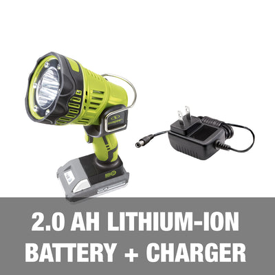 Sun Joe 24V Handheld Flashlight/Spotlight/Flood Kit, 700 Yard Reach, 5 Light Modes, 2.0-Ah Battery & Charger